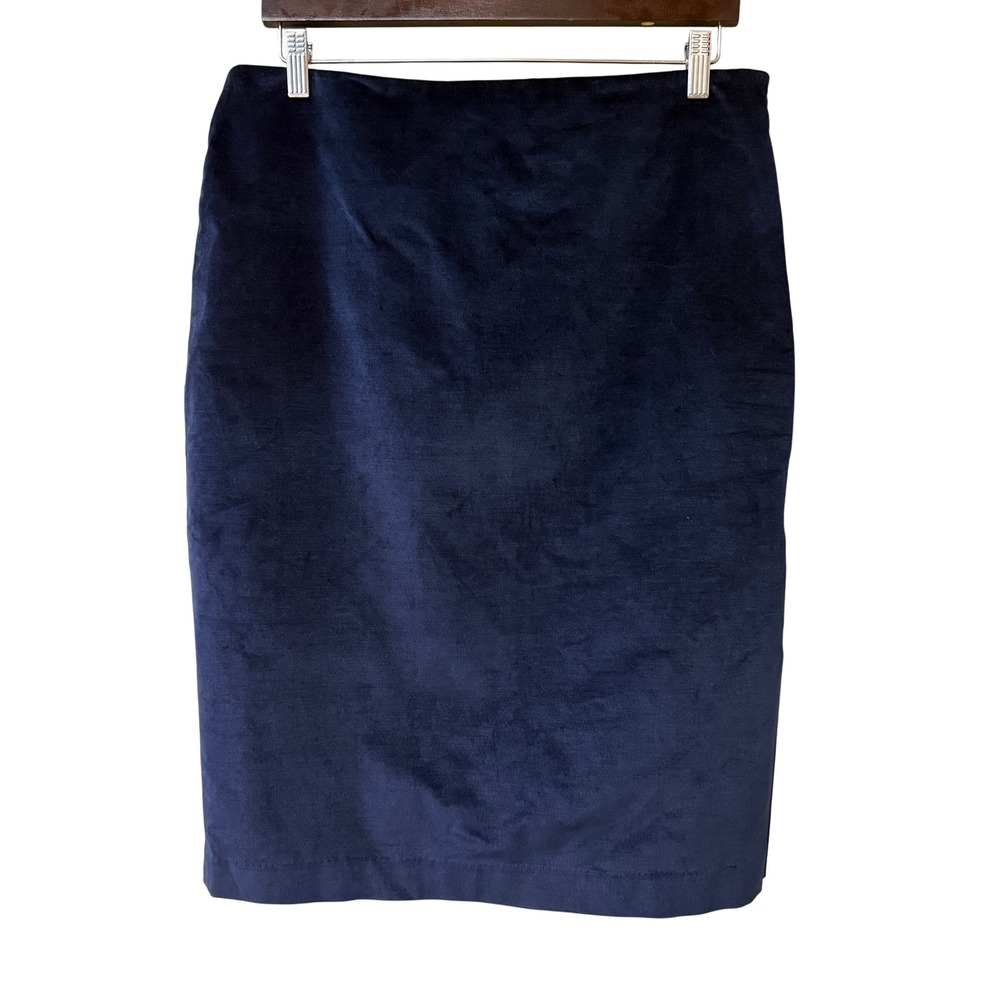 Banana Republic Womens Velvet Pencil Skirt Cotton Modal Size 12 Office Navy Blue
